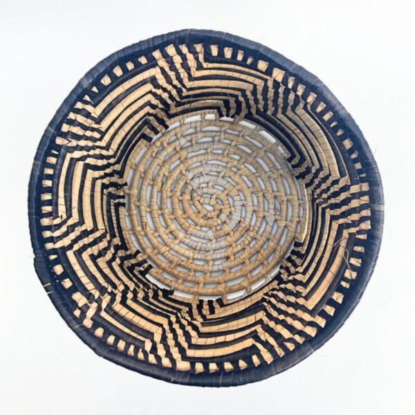 Black and Natural Handwoven African Basket | Geometric Design | Ideal for 12cm & 20cm Pots - Image 3