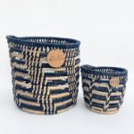 Black and Natural Handwoven African Basket from Zimbabwe for 12cm and 20cm pots