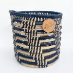 Black and natural handwoven African basket, decorative planter cover for 12cm and 20cm pots.