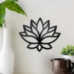 Wall art MDF black lotus flower