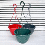 Emma Hanging Basket 25cm with clip-on hanger, durable plastic planter for outdoor and indoor use.