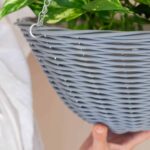 TerraHub - LeafLand - T_O02890 - Rattan Effect Hanging Basket - Light Grey - styled - 2