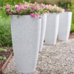 CeraMix Vase Nova Terrazzo White recycled planter 29cm wide 50cm high with built-in drainage