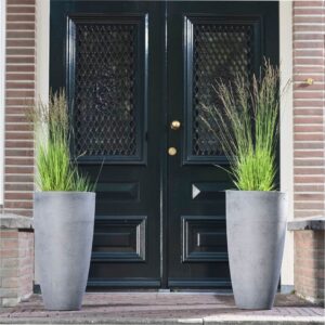 CeraMix Vase Nova Concrete Grey recycled planter 29cm wide 50cm high with built-in drainage