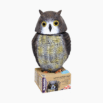 Wind-Action Owl decoy with rotating head and reflective eyes.