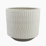 Ivory ceramic Joren pot with vertical textured lines for indoor and outdoor plants