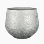 Noor Metallic Grey Planter ceramic pot with gold accents, handmade planter for modern indoor décor