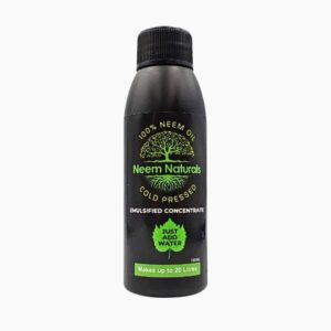 Neem Naturals 100ml cold pressed emulsified neem oil bottle for pest and fungal control in gardens.