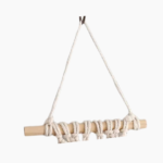 White 45cm macramé plant hanger with plain knot design for small to medium pots.