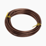 5mm thick silver anodised aluminium wire coiled in a loop