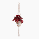 60cm plated white macramé plant hanger with pot.
