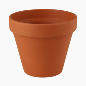 Raw terracotta pots with drainage holes in various sizes.