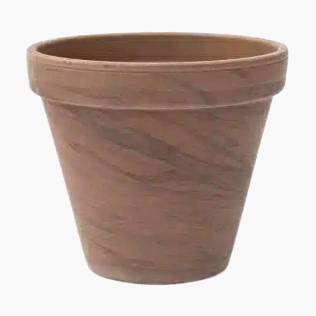 Raw Terracotta Basalt Pot With Drainage Raw Terracotta Basalt Pot with drainage holes, classic clay planter.
