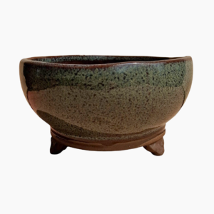 Handmade Medium Round Bonsai Pot Glazed Stoneware South African pottery with drainage holes