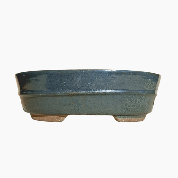 Medium oval glazed bonsai pot handcrafted from stoneware in South Africa.