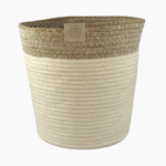 Handmade Rope Planter Large in ivory and jute tones, standing cotton and jute design