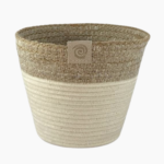 Handmade Rope Planter Medium in ivory and jute tones, standing cotton and jute design