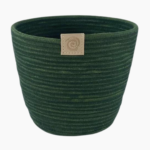 Handmade Rope Planter Small in green cotton rope, standing design