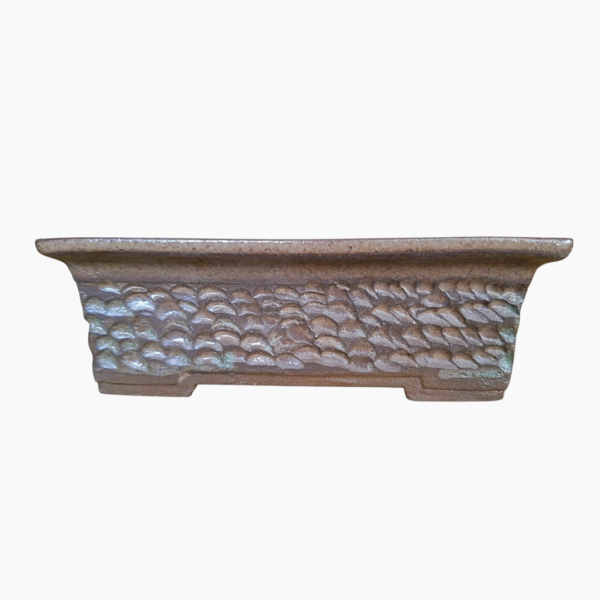 Set of Carved Rectangular Bonsai Pots – handmade unglazed stoneware