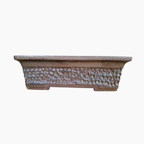 Set of Carved Rectangular Bonsai Pots – handmade unglazed stoneware