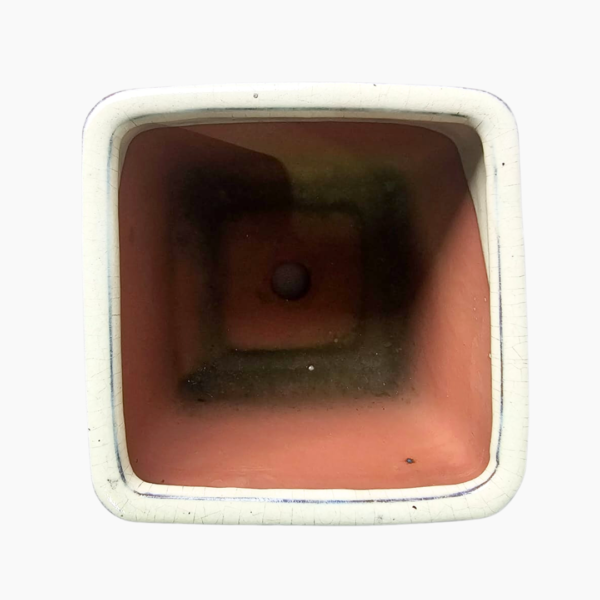 White Glazed Cube-Shaped Pot - Image 4