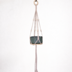 Medium Beige Macramé Plant Hanger with Natural Wooden Beads – 950mm Indoor Hanging Planter – Fits 10–14cm Pots