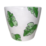 Minimalist Leaves | Hand-Painted Terracotta Plant Pot | 20cm