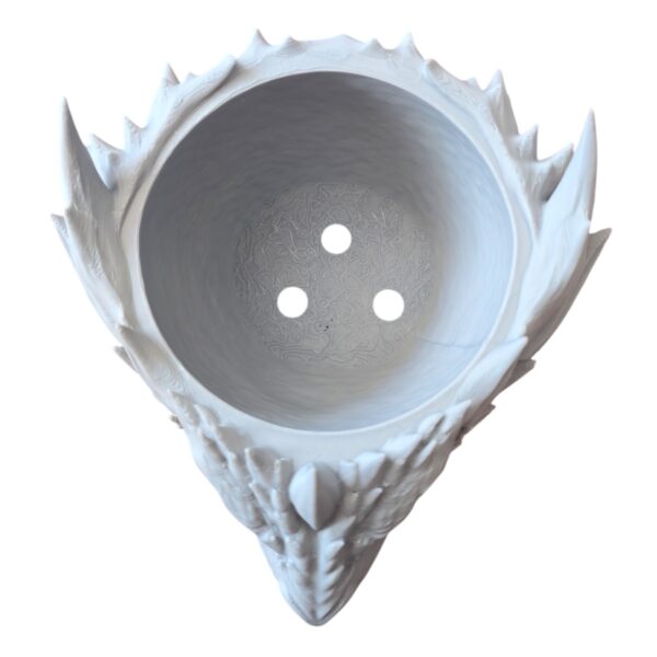 3D Printed Dragon Planter with Drainage Holes - Grey - Image 3