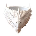 3D Printed Dragon Planter with Drainage Holes - Light Grey