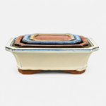 Glazed Bonsai Pots | 4-Piece Irregular Rectangle Set