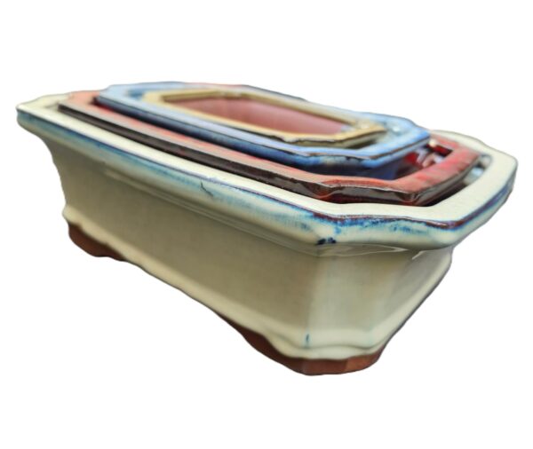 Glazed Bonsai Pots | 4-Piece Irregular Rectangle Set - Image 3