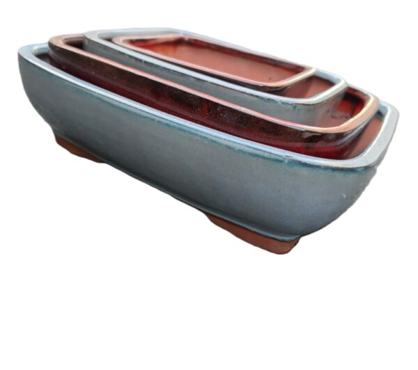 Glazed Bonsai Pots | 4-Piece Graduated Rectangular Set - Image 3