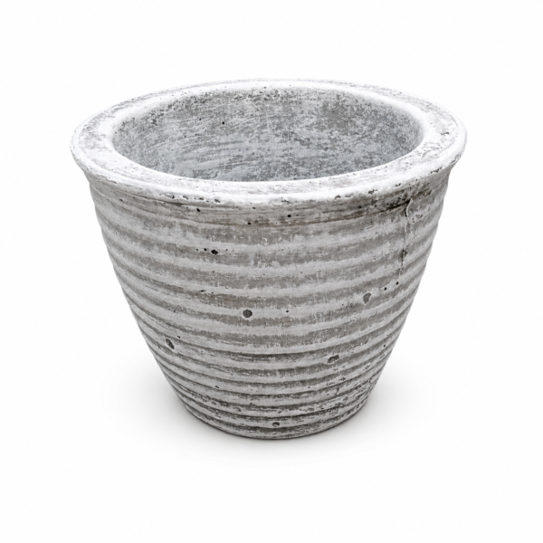 Ribbed Conical Planter | Lightweight Whitewashed Concrete | W 25 x H 21 cm - Image 2