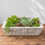 Trough Planter | Lightweight Whitewashed Concrete | L 39 x W 31 × H 13 cm