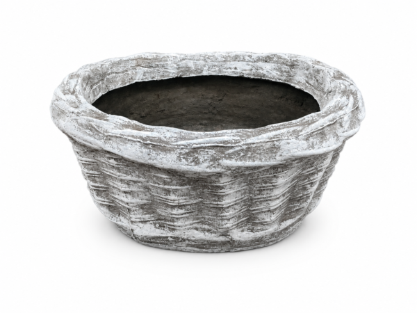 Woven Basket Planter | Lightweight Whitewashed Concrete | W 37 × H 15 cm - Image 3
