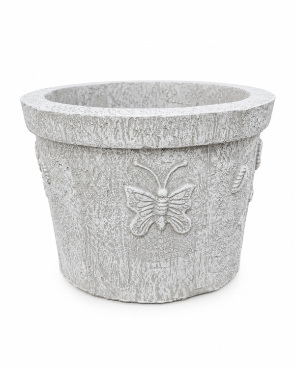 Papillon Concrete Pot | Lightweight Whitewashed Concrete | W 48 × H 36 cm - Image 2