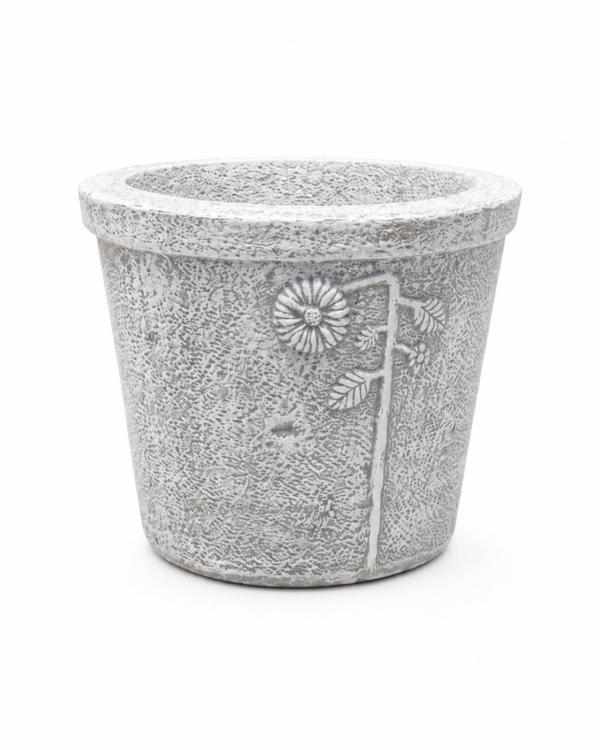 Flora Tapered Planter | Lightweight Whitewashed Concrete | W 38 × H 33 cm - Image 2