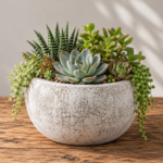 Sphere Planter | Lightweight Whitewashed Concrete | W 35 × H 33 cm