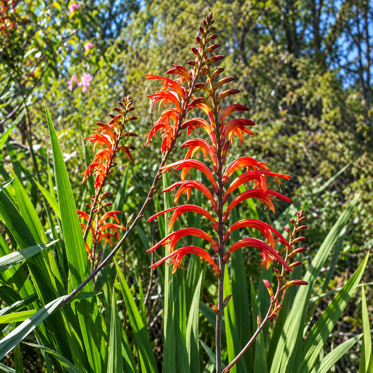 Vibrant Crocosmia in Sunlit Garden